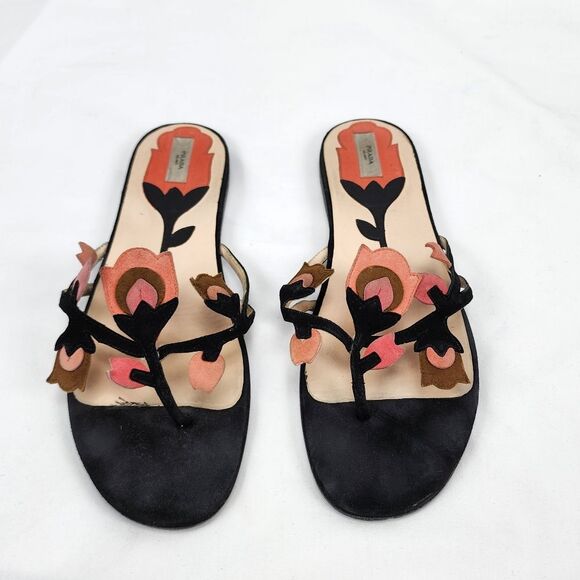 Prada James Jean Fairy Collection Black and Pink Women's Sandals Size 8.5 - Picture 10 of 10
